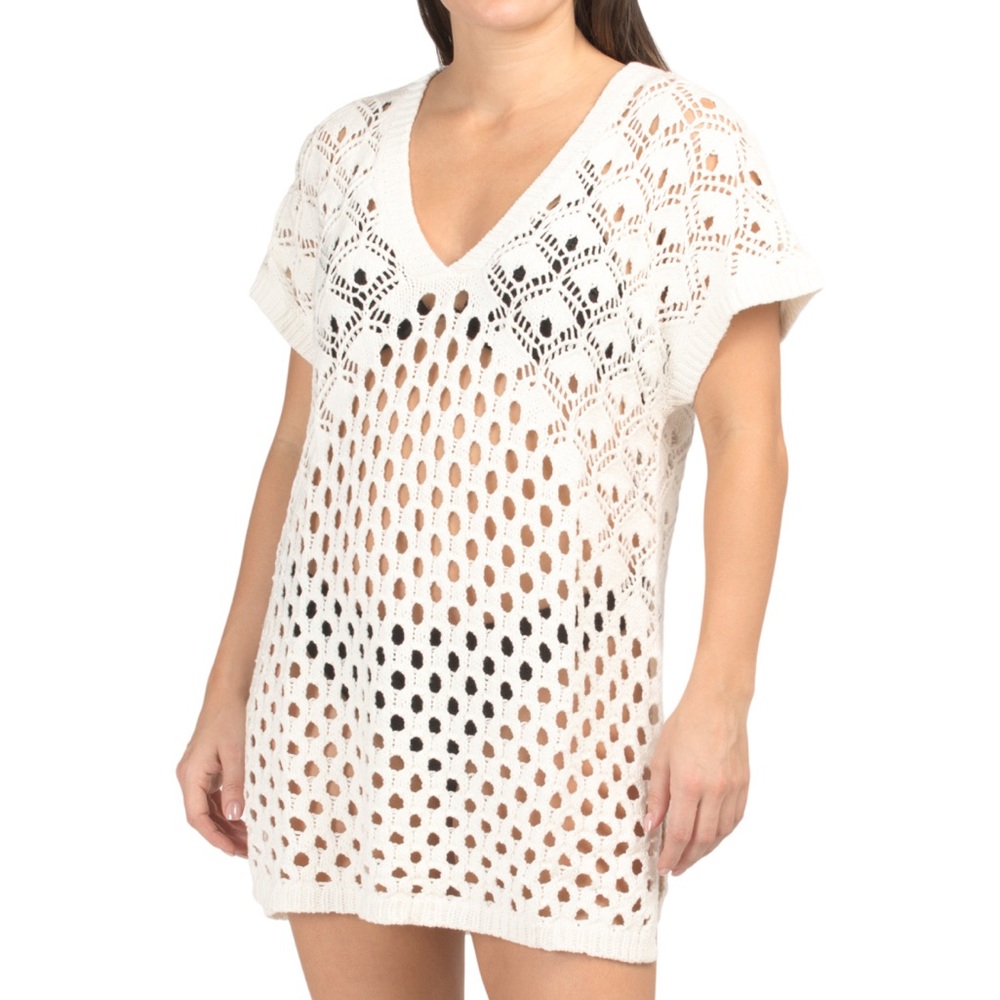 Women’s Crochet Cover-Up Tunic in Cream